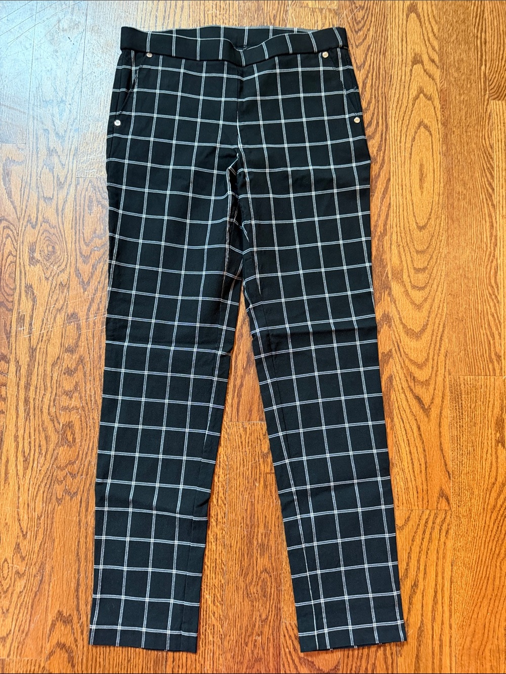 Anne Klein Black and White Plaid ankle pants